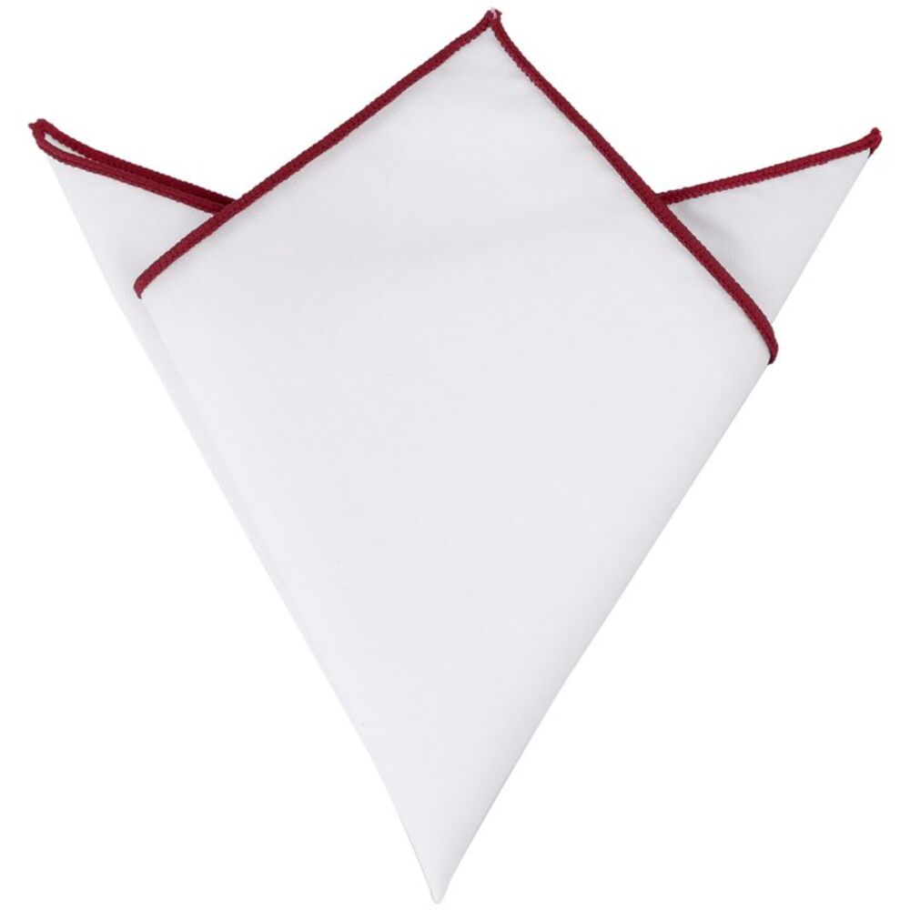 Cotton Handkerchiefs Color Contrast Trim White Pocket Squares Tuxedo Burgundy